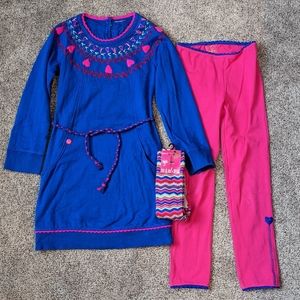 Mim-Pi sweatshirt dress, leggings, tights size 8